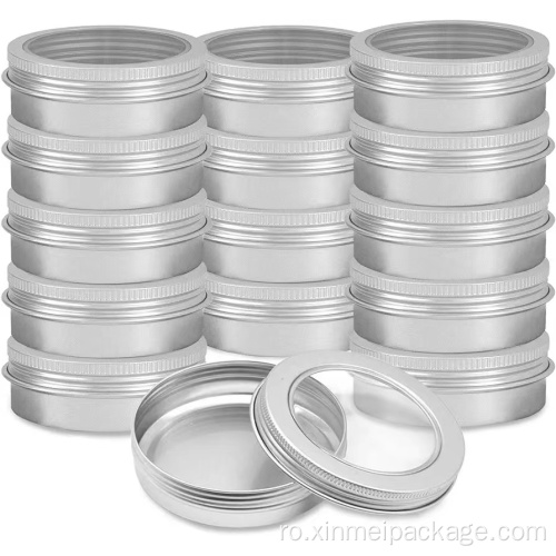 Tin de metal personalizat de 60 ml cu vârful ferestrei limpezi